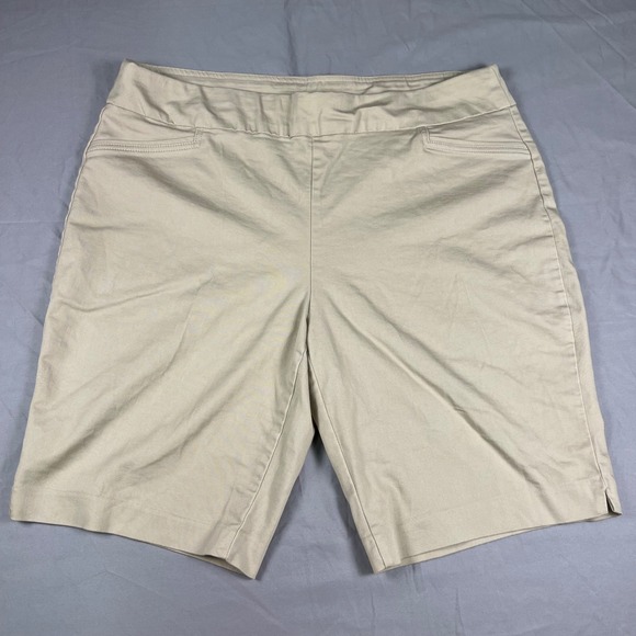 croft & barrow Pants - Croft & Barrow Effortless Stretch Bermuda Shorts Womens 18W Khaki Tan Pull On